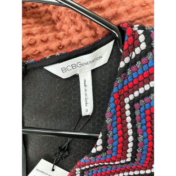 BCBG | BCBGeneration | Red Multicolor Fit and Flare Dress | Size 0 - Picture 5 of 7